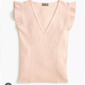 J.Crew Point Sur Merino Wool Ruffle Tank Sweater Light Pink, Size small